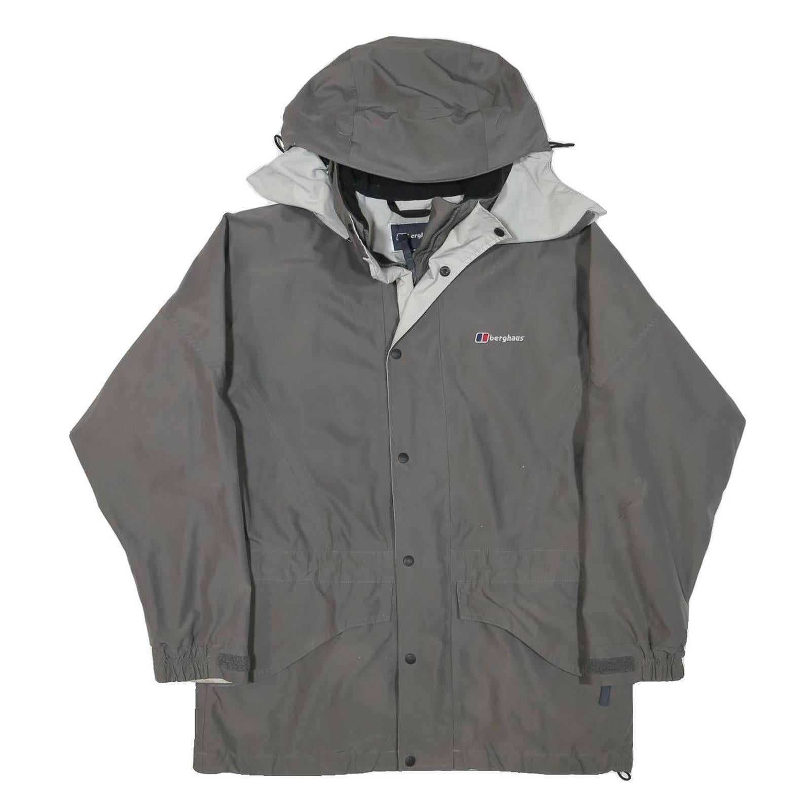 BERGHAUS Womens Grey Outdoor Jacket M Polyester Blend Zip Hooded Plain