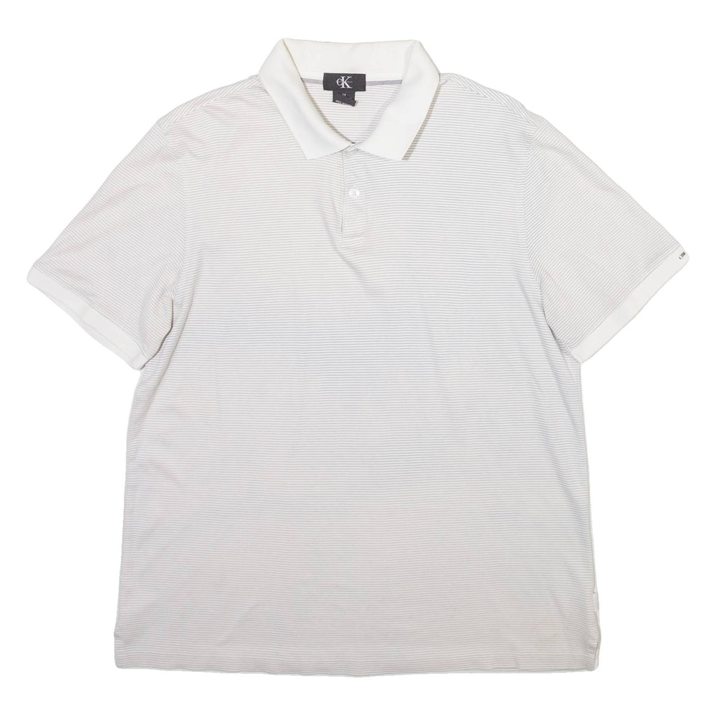 CALVIN KLEIN Mens Polo Shirt Grey Striped M