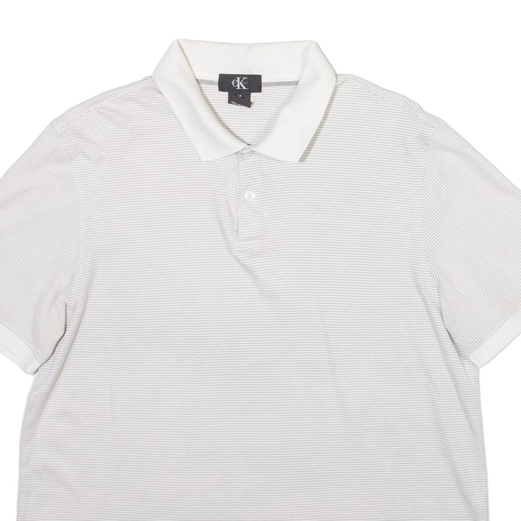 CALVIN KLEIN Mens Polo Shirt Grey Striped M