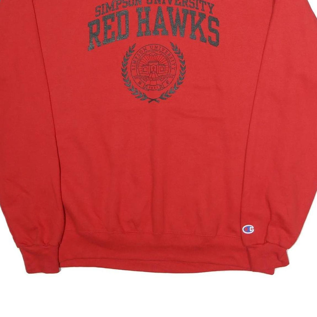 CHAMPION Mens Red Simpson University Red Hawks Crew Neck L Sweatshirt Cotton