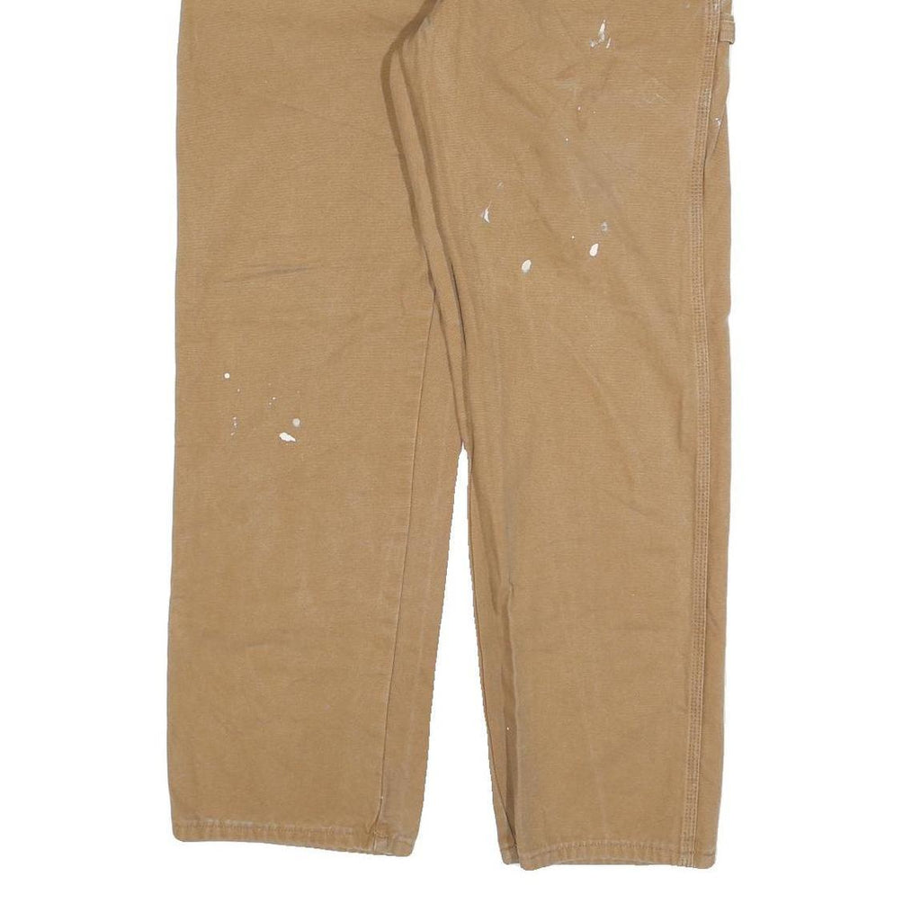 DICKIES Mens Relaxed Jeans Beige Cotton Blend W36 L32 Workwear Zip Closure