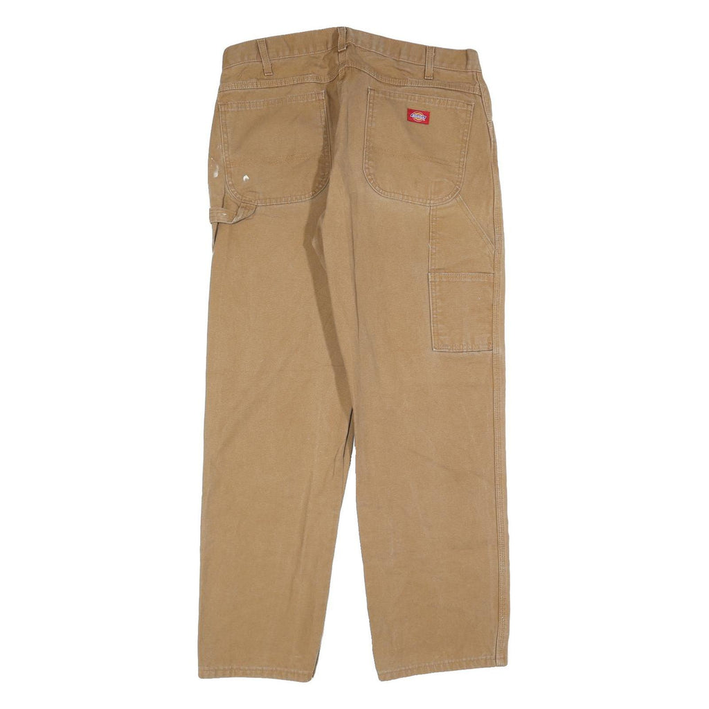 DICKIES Mens Relaxed Jeans Beige Cotton Blend W36 L32 Workwear Zip Closure