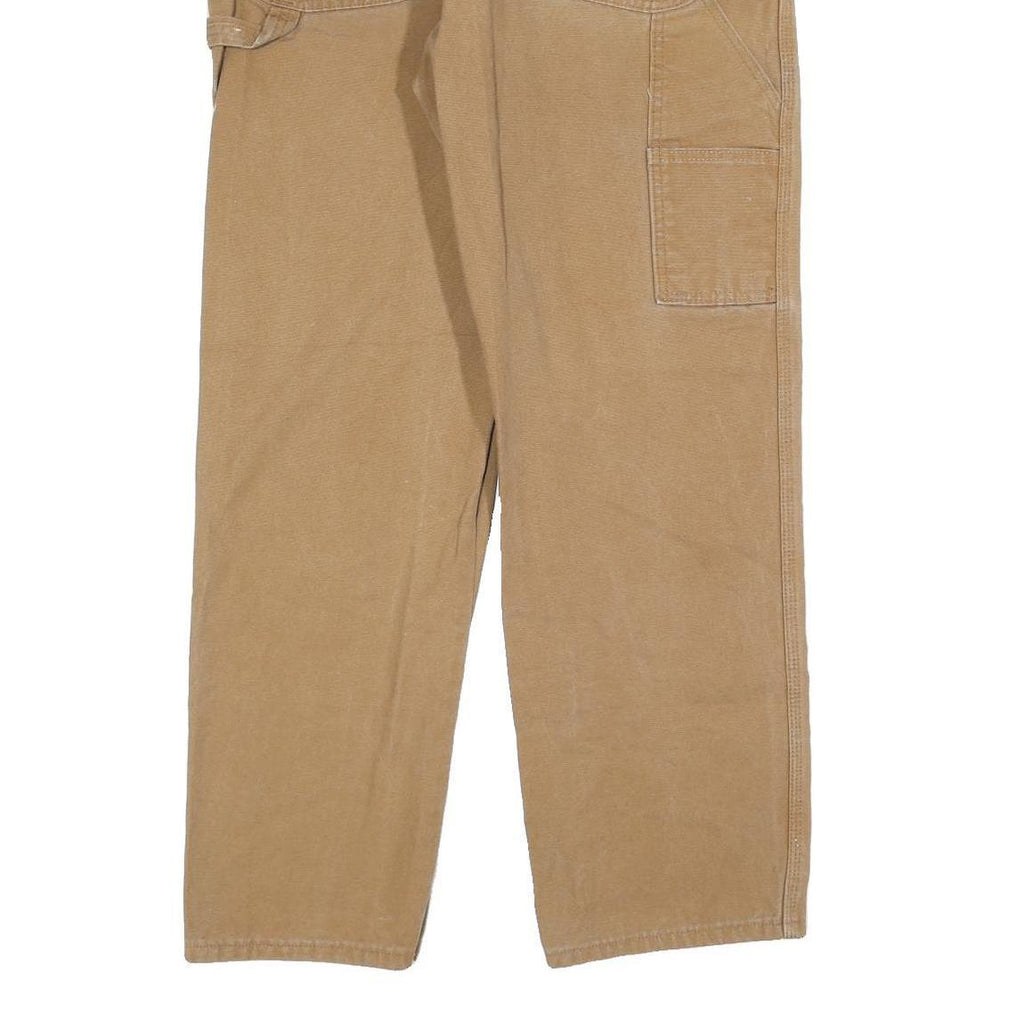 DICKIES Mens Relaxed Jeans Beige Cotton Blend W36 L32 Workwear Zip Closure