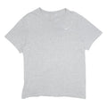 NIKE Mens Grey L Cotton Blend V-Neck Short Sleeve T-Shirt Swoosh Logo Casual
