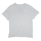 NIKE Mens Grey L Cotton Blend V-Neck Short Sleeve T-Shirt Swoosh Logo Casual