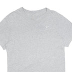 NIKE Mens Grey L Cotton Blend V-Neck Short Sleeve T-Shirt Swoosh Logo Casual