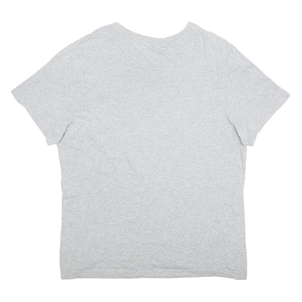 NIKE Mens Grey L Cotton Blend V-Neck Short Sleeve T-Shirt Swoosh Logo Casual
