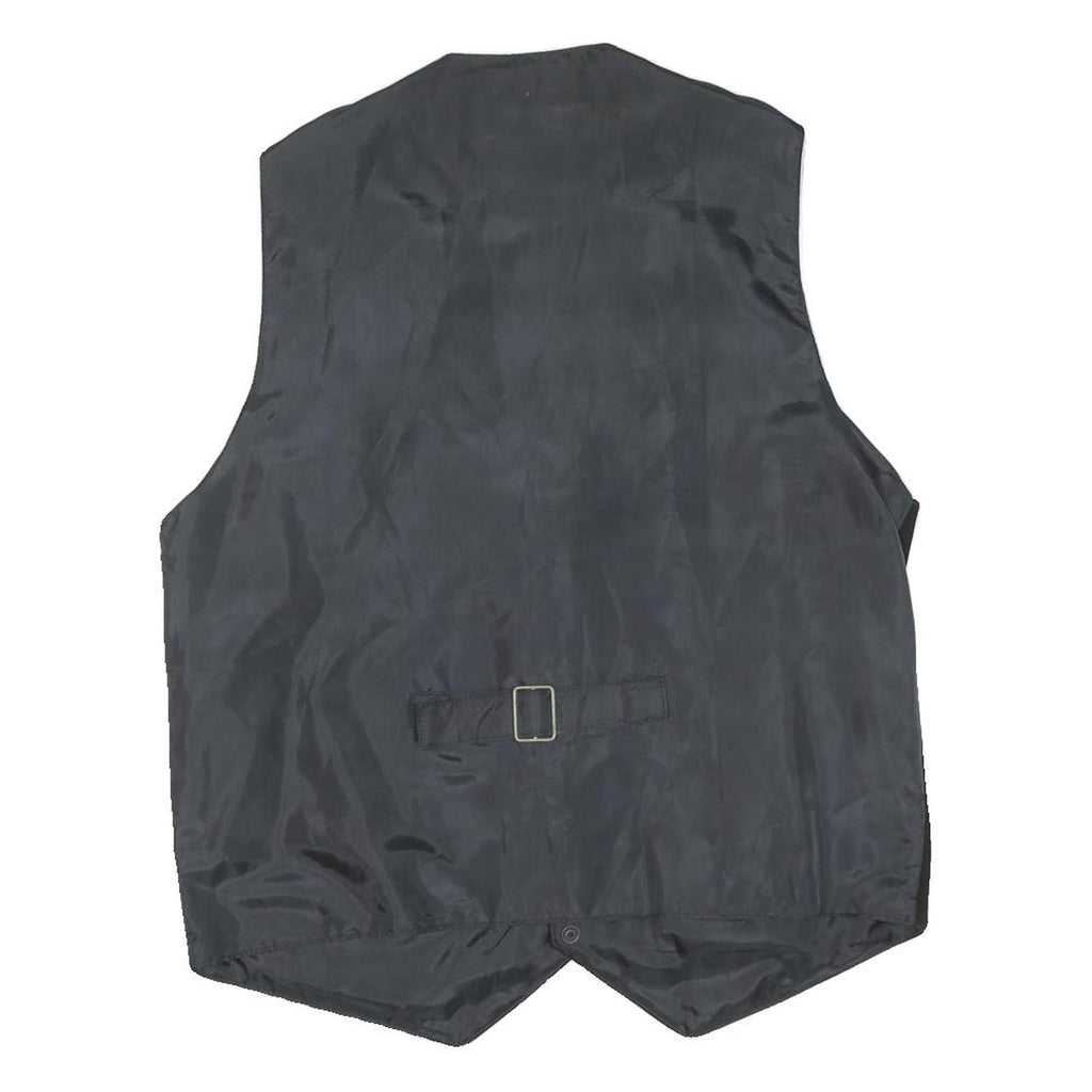 Mens Black Polyester Blend Button Jacket Vest M Plain Classic Casual Waistcoat