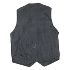 Mens Black Polyester Blend Button Jacket Vest M Plain Classic Casual Waistcoat
