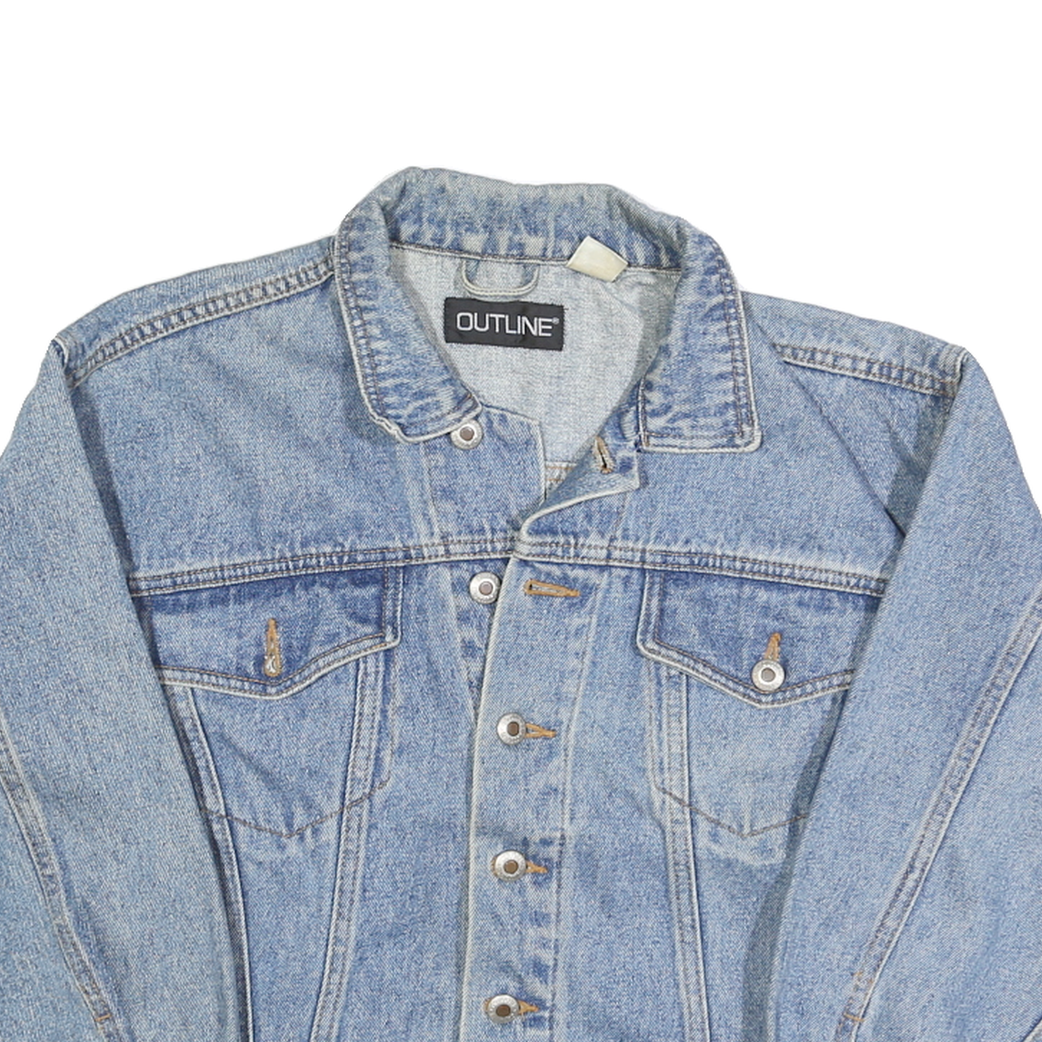 OUTLINE Womens Blue Denim Jacket M Cotton Button Closure Classic Fit Casual
