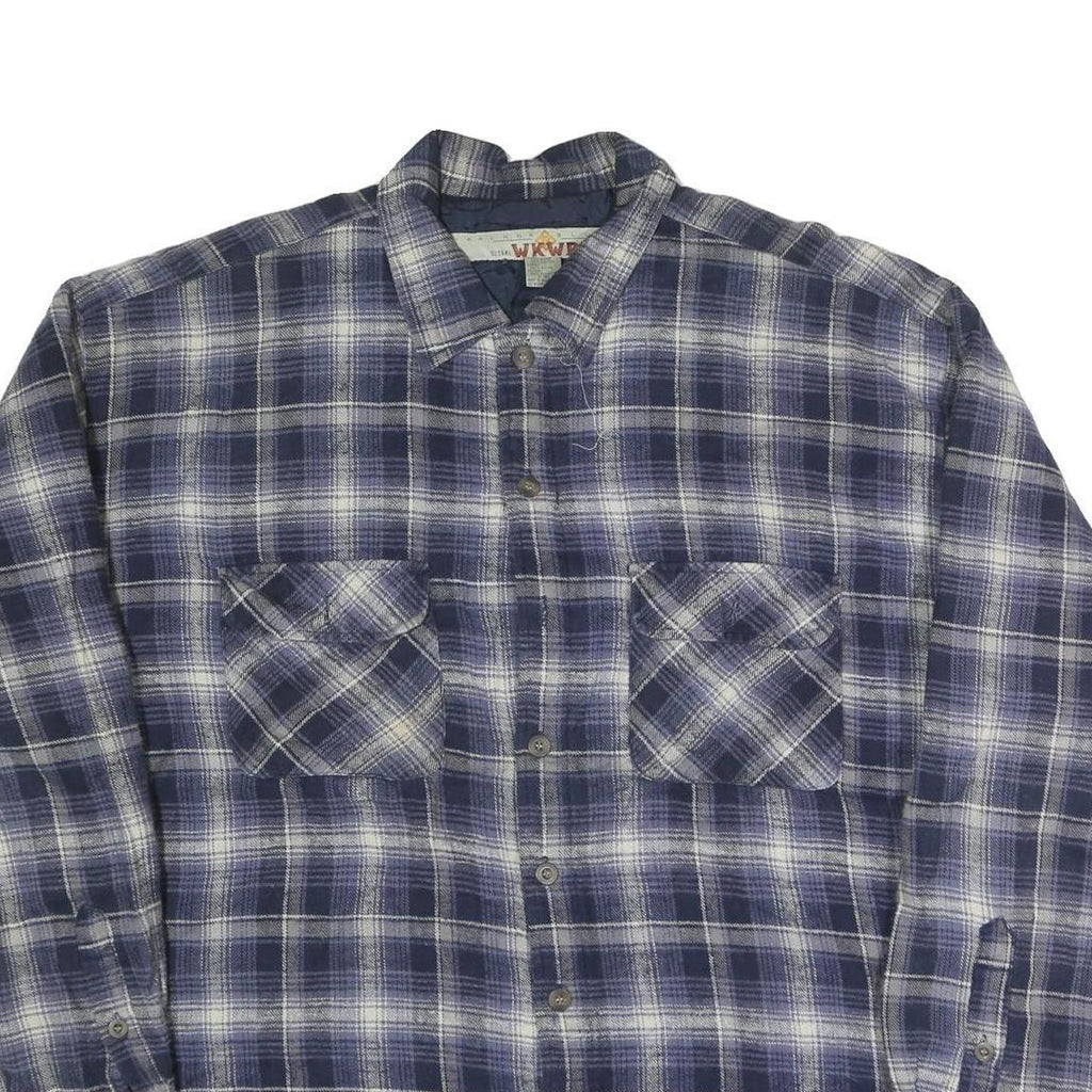ANCHOR BLUE Mens Blue & White Check Shirt XL Casual Cotton Blend Button Up