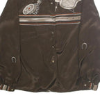 ARK REWORKS Womens Brown Printed Shirt Long Sleeve Collared M Satin Retro Design