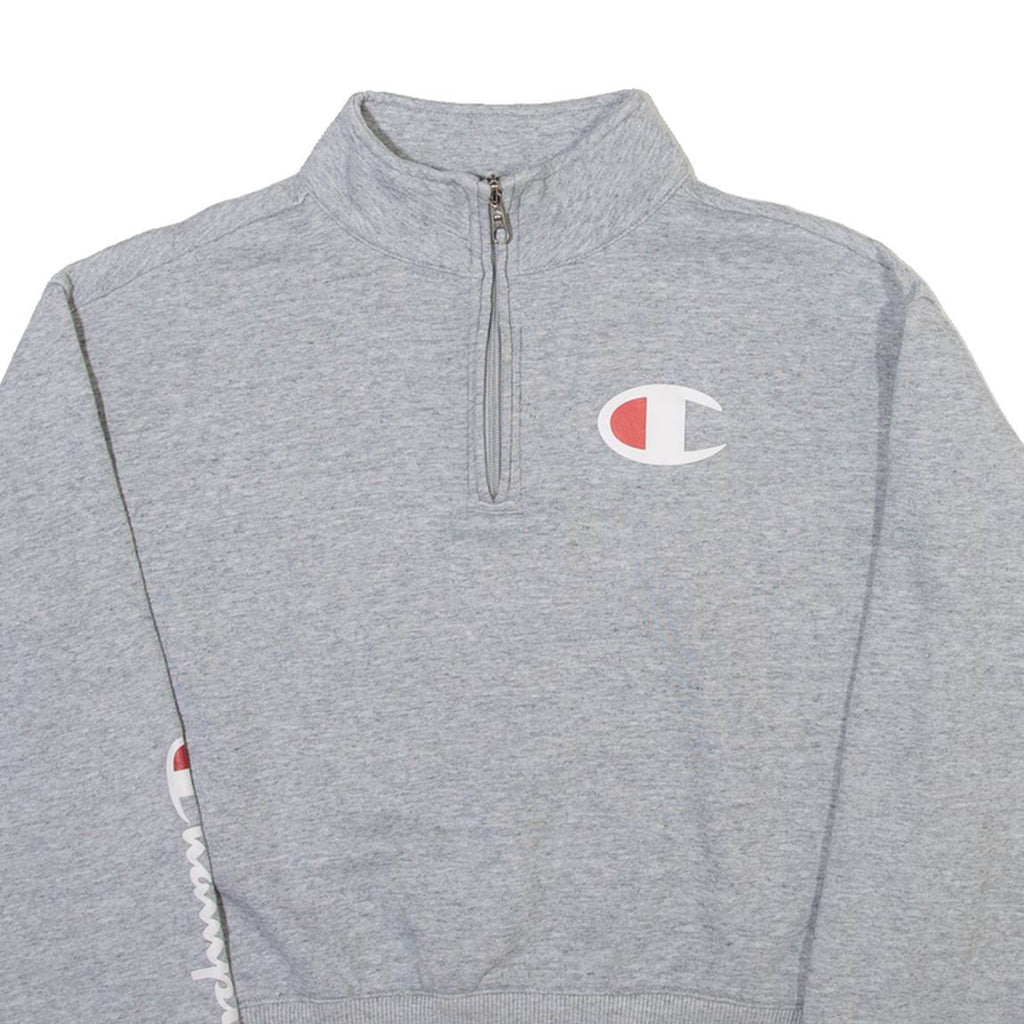 CHAMPION Womens Sweatshirt Grey 1/4 Zip S