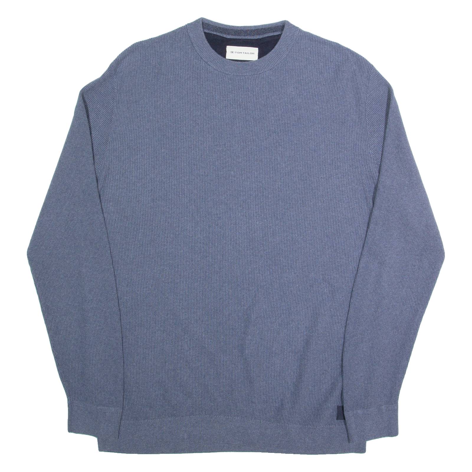 TOM TAILOR Mens Jumper Blue Waffle Knit XL