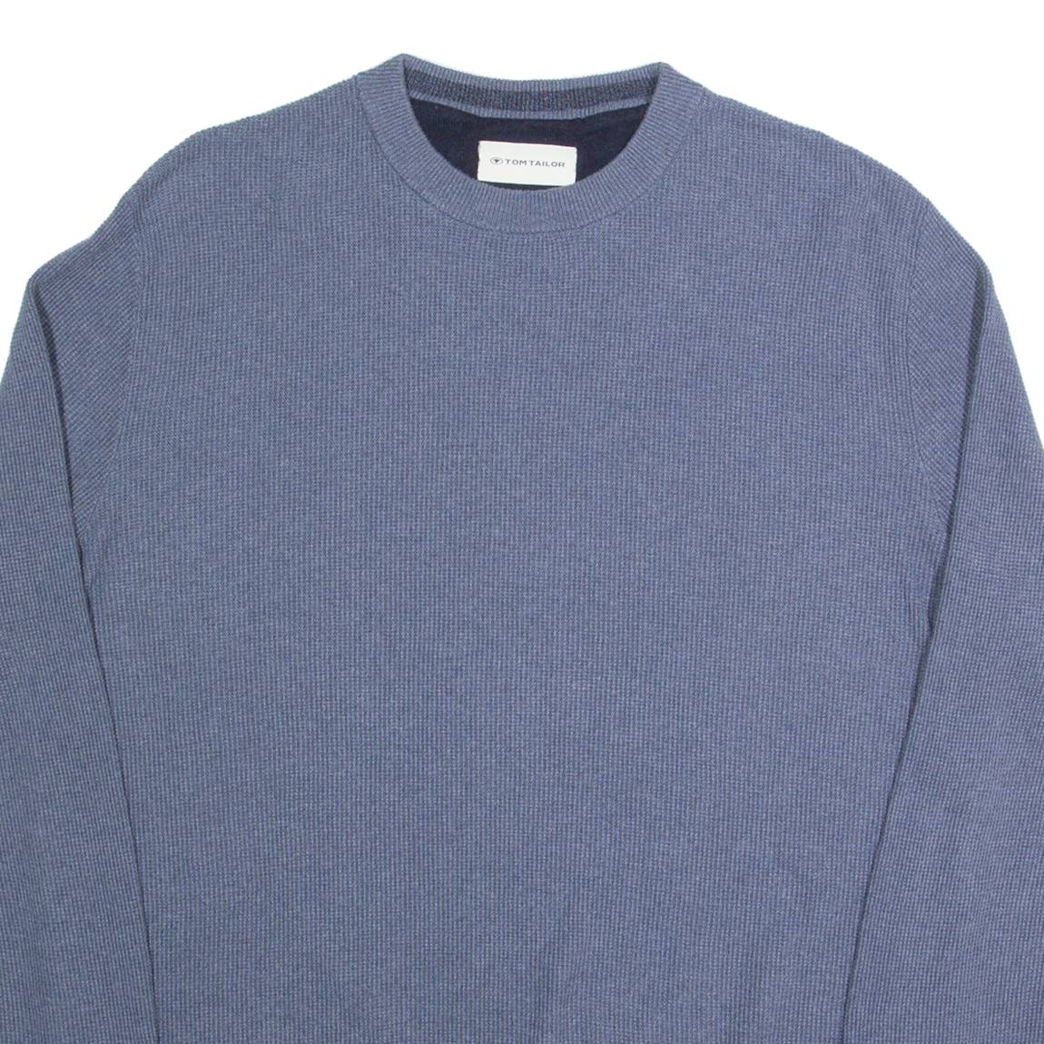 TOM TAILOR Mens Jumper Blue Waffle Knit XL
