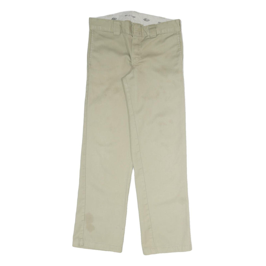 DICKIES Mens Cotton Blend Beige Regular Straight Trousers W32 L30 Workwear
