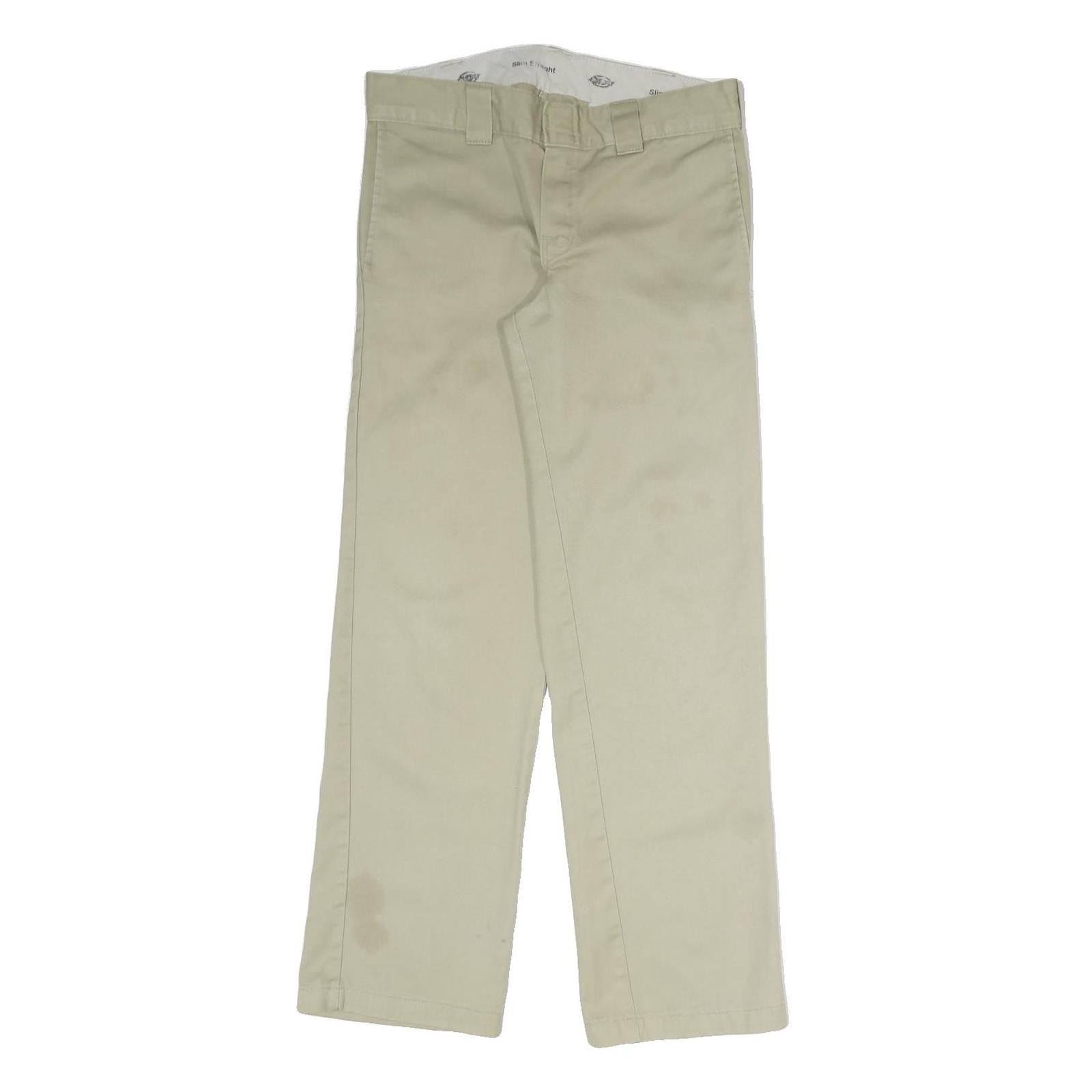 DICKIES Mens Cotton Blend Beige Regular Straight Trousers W32 L30 Workwear