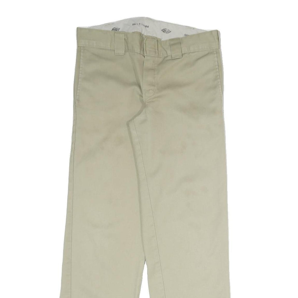 DICKIES Mens Cotton Blend Beige Regular Straight Trousers W32 L30 Workwear