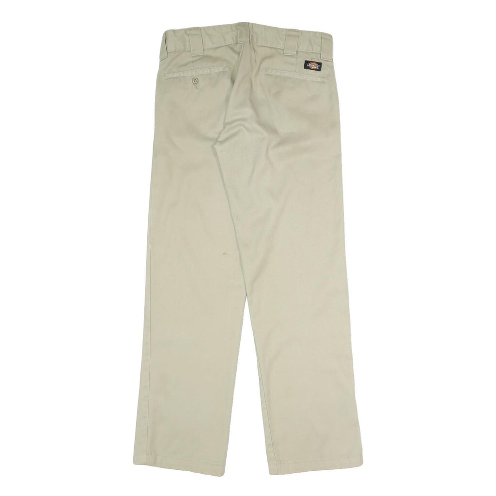 DICKIES Mens Cotton Blend Beige Regular Straight Trousers W32 L30 Workwear