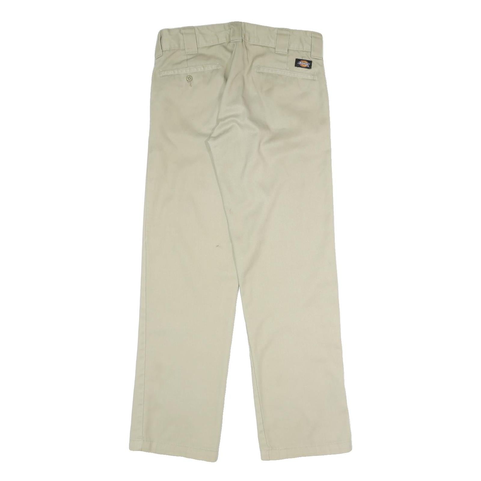 DICKIES Mens Cotton Blend Beige Regular Straight Trousers W32 L30 Workwear