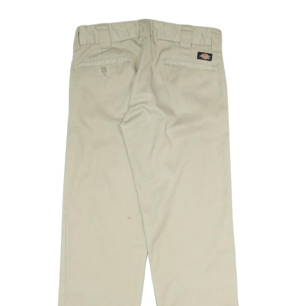 DICKIES Mens Cotton Blend Beige Regular Straight Trousers W32 L30 Workwear