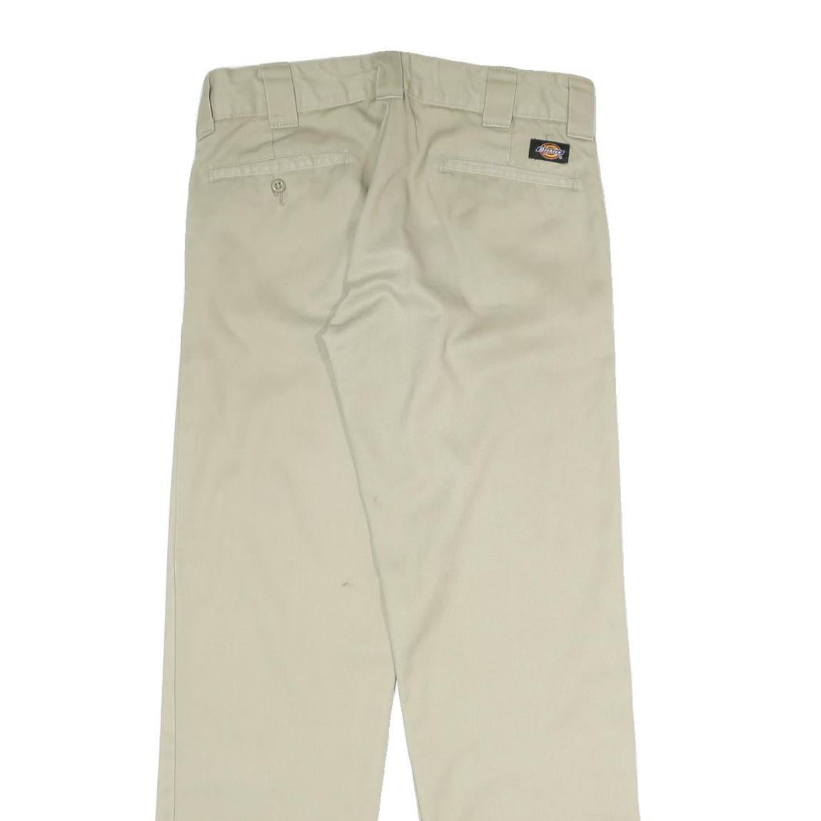 DICKIES Mens Cotton Blend Beige Regular Straight Trousers W32 L30 Workwear