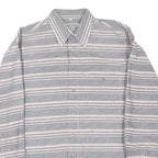 Mens White & Grey Pattern Cotton Blend Shirt L Long Sleeve Button Collar