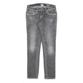 SILVER Womens Slim Grey Denim Slim Jeans W28 L30 Stylish Stitching Zip Closure