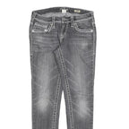 SILVER Womens Slim Grey Denim Slim Jeans W28 L30 Stylish Stitching Zip Closure