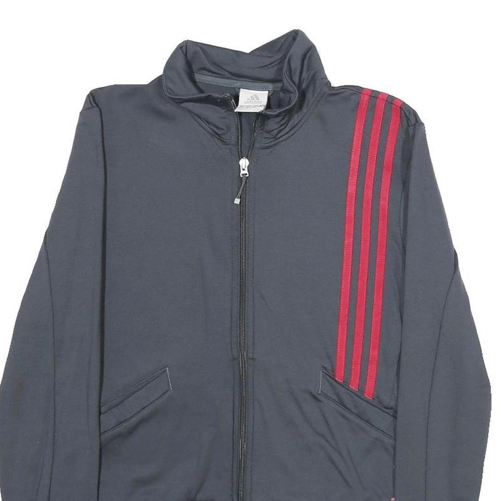 ADIDAS Womens Grey & Red Track Jacket UK 14 Polyester Blend Athletic Zip