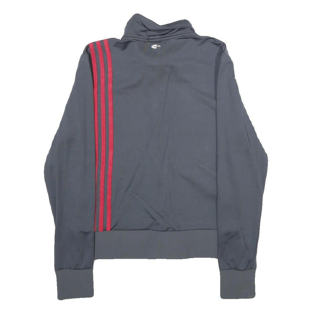ADIDAS Womens Grey & Red Track Jacket UK 14 Polyester Blend Athletic Zip