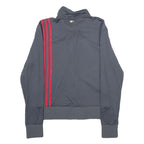 ADIDAS Womens Grey & Red Track Jacket UK 14 Polyester Blend Athletic Zip