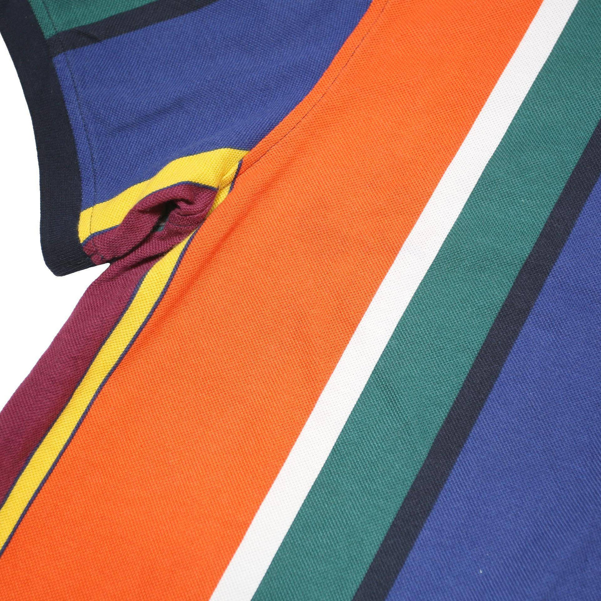 TOMMY HILFIGER Mens Navy & Orange Striped Polo Shirt XL Cotton Blend Casual