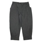 Womens Relaxed Fit Grey Cotton Blend Trousers W34 L28 Zip Closure Elastic Waist