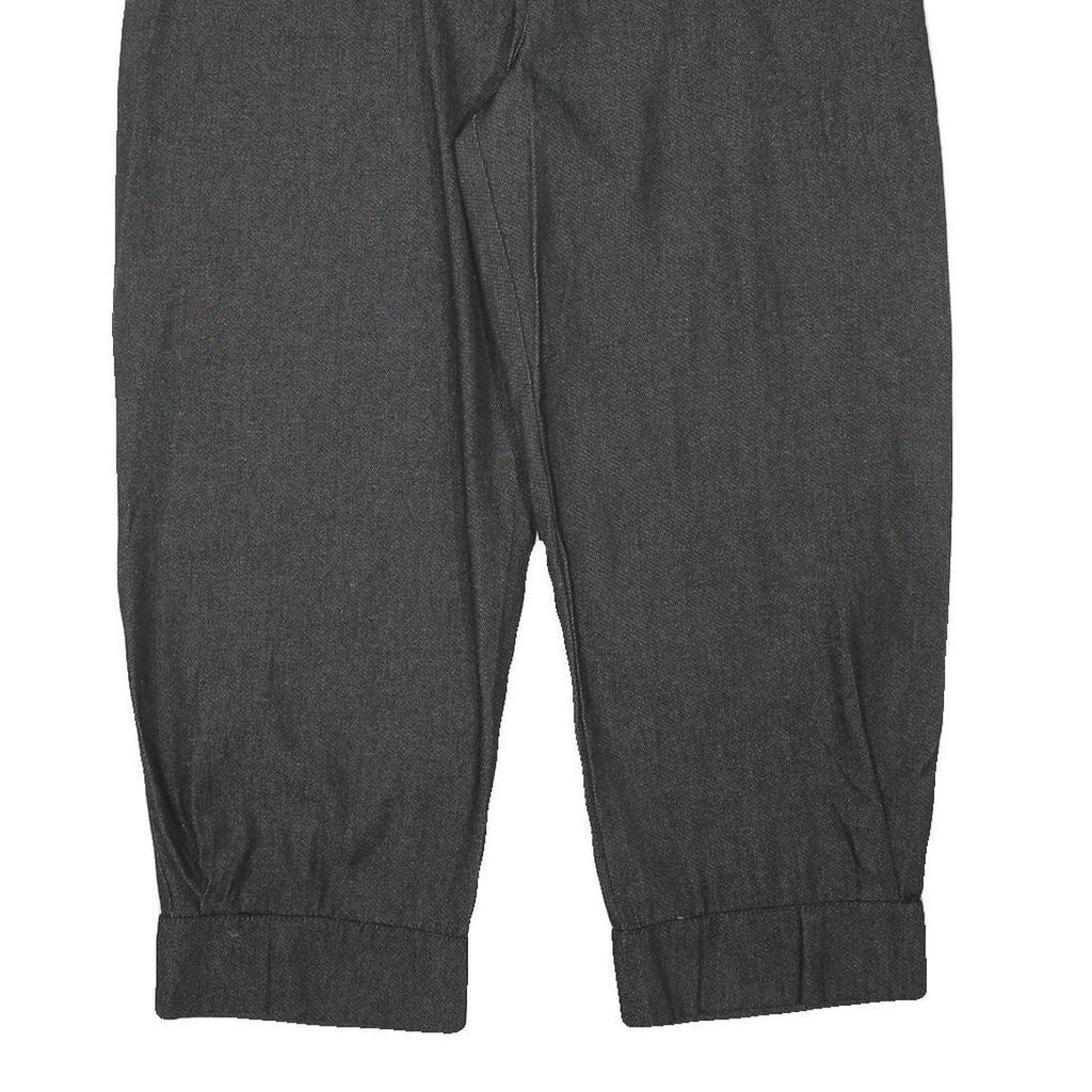 Womens Relaxed Fit Grey Cotton Blend Trousers W34 L28 Zip Closure Elastic Waist