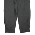Womens Relaxed Fit Grey Cotton Blend Trousers W34 L28 Zip Closure Elastic Waist