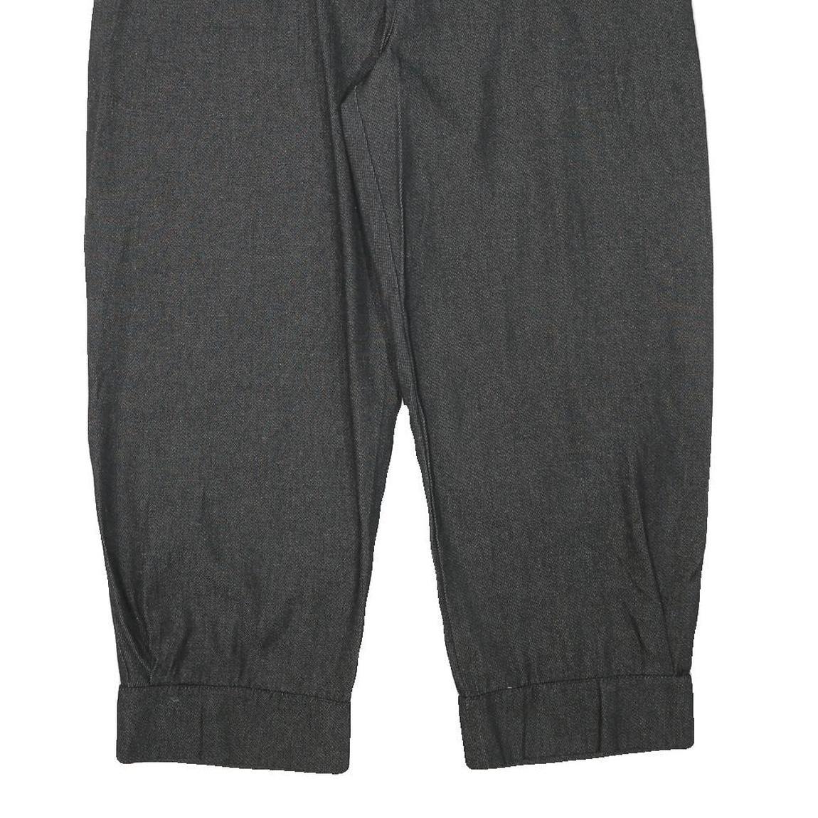 Womens Relaxed Fit Grey Cotton Blend Trousers W34 L28 Zip Closure Elastic Waist