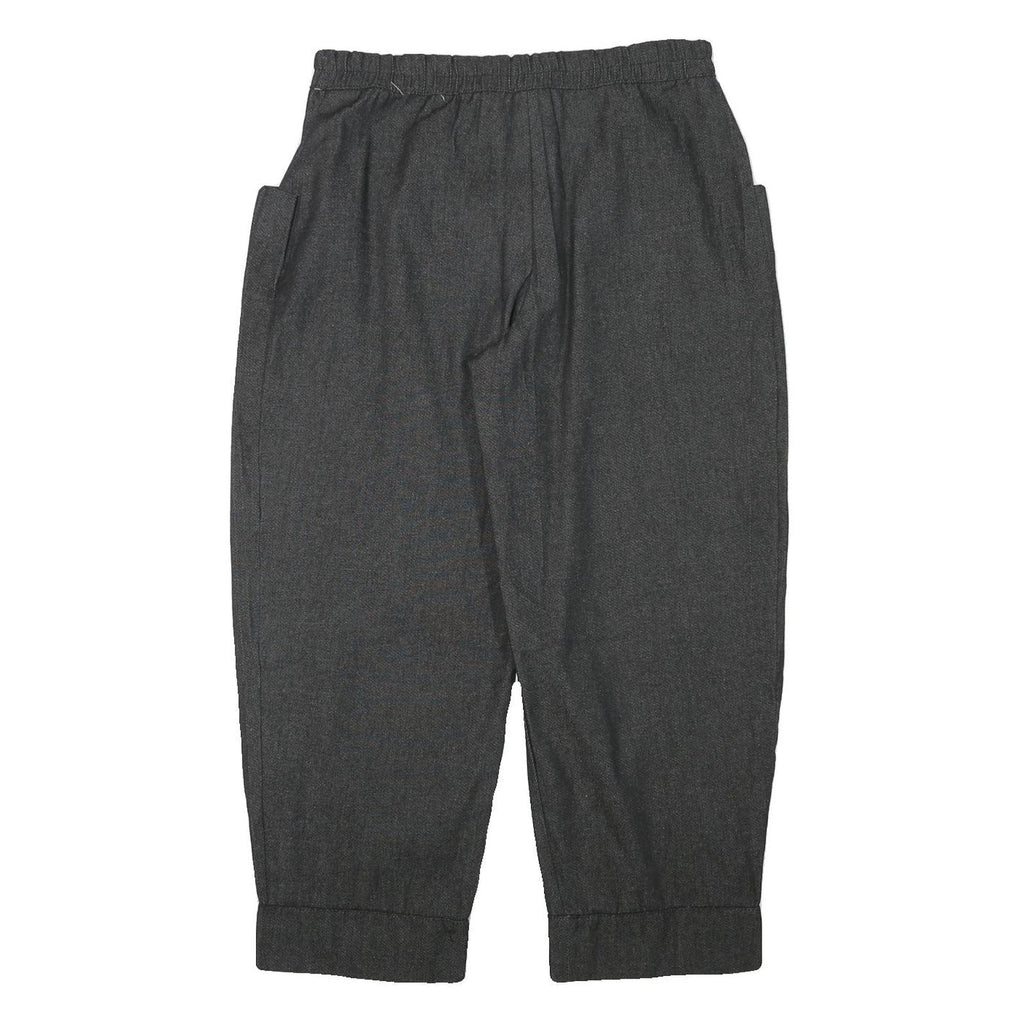 Womens Relaxed Fit Grey Cotton Blend Trousers W34 L28 Zip Closure Elastic Waist