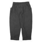 Womens Relaxed Fit Grey Cotton Blend Trousers W34 L28 Zip Closure Elastic Waist