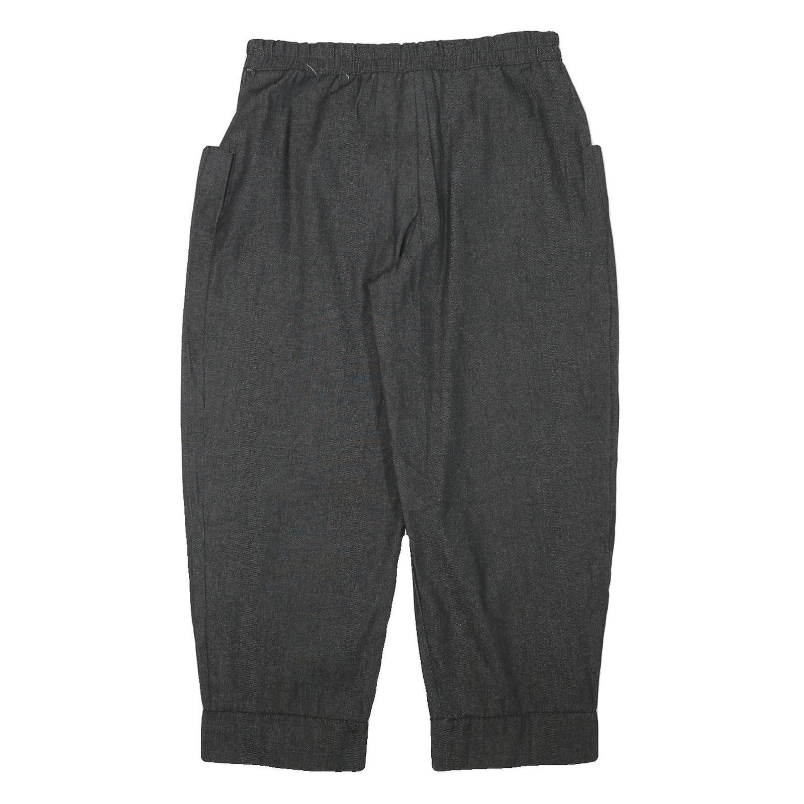 Womens Relaxed Fit Grey Cotton Blend Trousers W34 L28 Zip Closure Elastic Waist