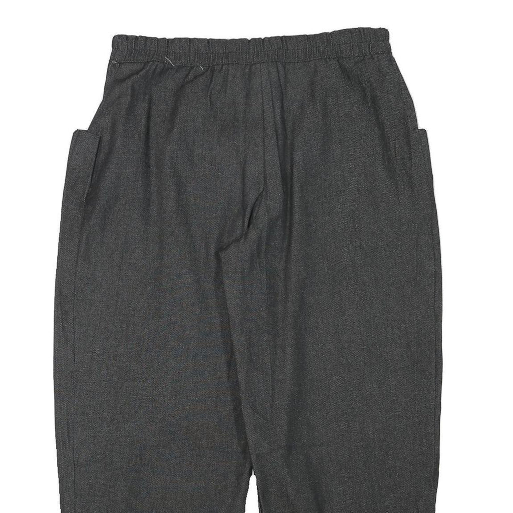 Womens Relaxed Fit Grey Cotton Blend Trousers W34 L28 Zip Closure Elastic Waist