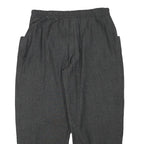 Womens Relaxed Fit Grey Cotton Blend Trousers W34 L28 Zip Closure Elastic Waist