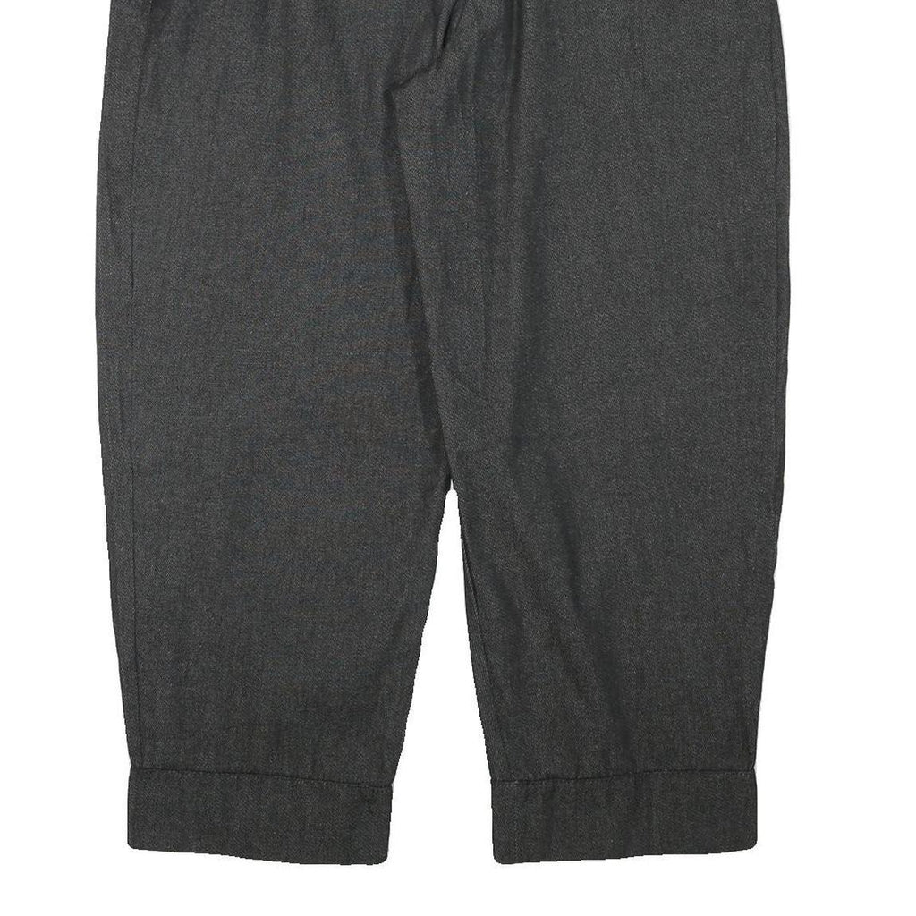 Womens Relaxed Fit Grey Cotton Blend Trousers W34 L28 Zip Closure Elastic Waist