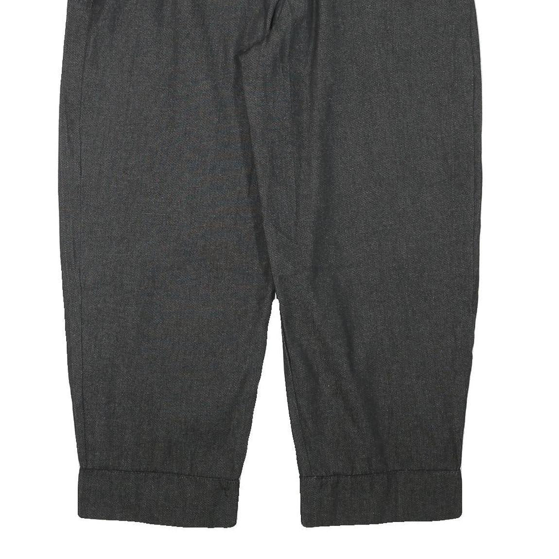 Womens Relaxed Fit Grey Cotton Blend Trousers W34 L28 Zip Closure Elastic Waist