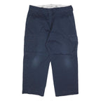 DICKIES Mens Cotton Blend Navy Relaxed Straight Cargo Work Trousers W38 L27