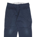 DICKIES Mens Cotton Blend Navy Relaxed Straight Cargo Work Trousers W38 L27