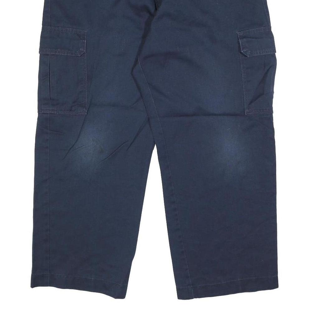 DICKIES Mens Cotton Blend Navy Relaxed Straight Cargo Work Trousers W38 L27