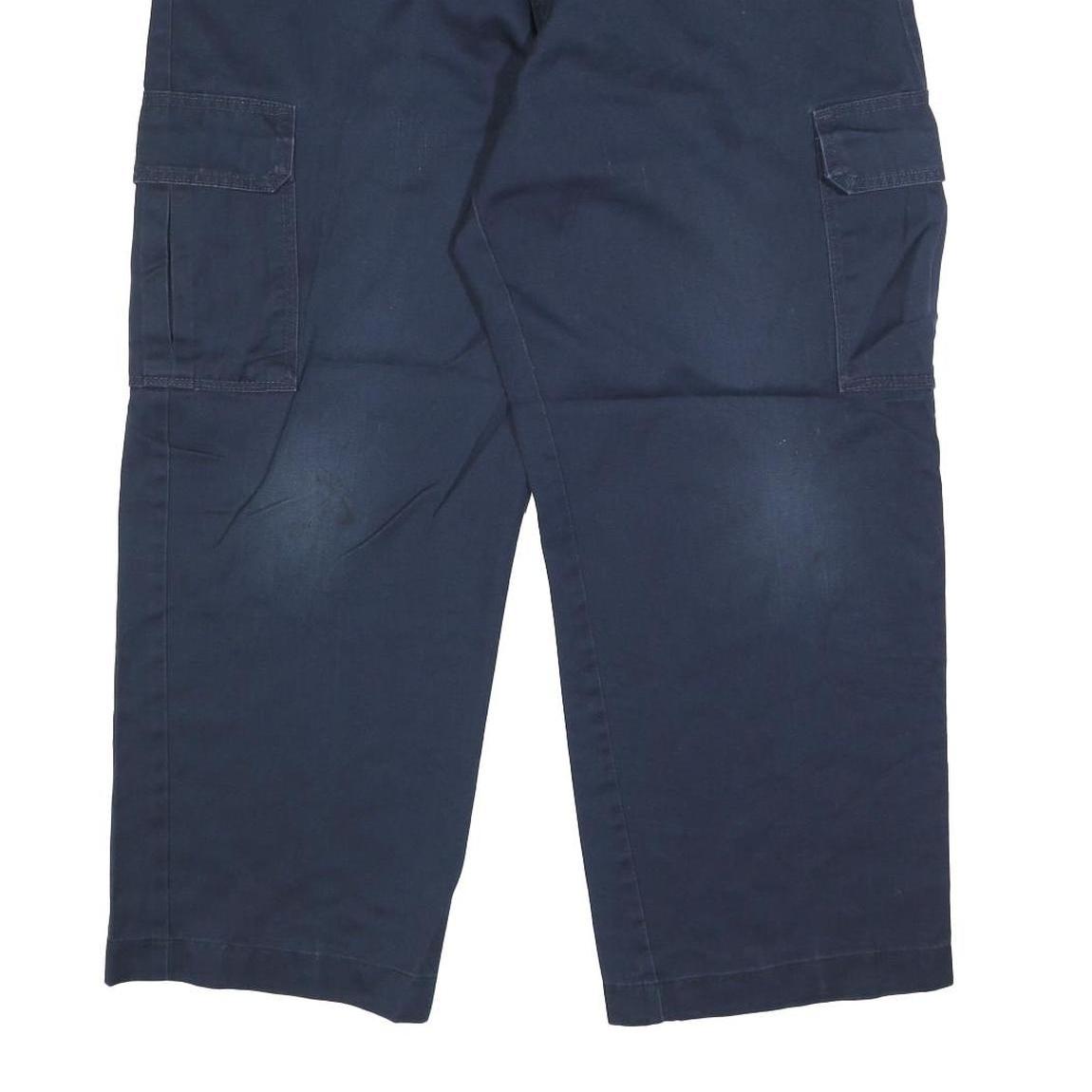 DICKIES Mens Cotton Blend Navy Relaxed Straight Cargo Work Trousers W38 L27