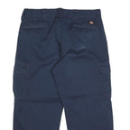 DICKIES Mens Cotton Blend Navy Relaxed Straight Cargo Work Trousers W38 L27