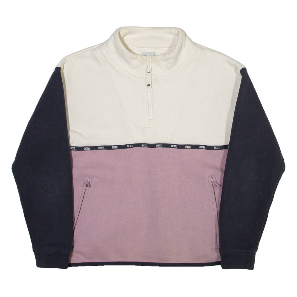 DIESEL Mens Sweatshirt Purple 1/4 Zip XS